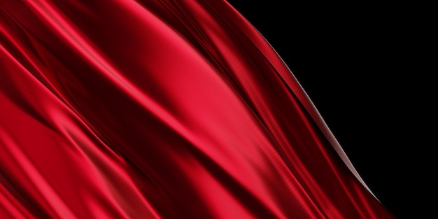 Fundo de banner de tecido de luxo vermelho abstrato com renderização 3d de espaço de cópia