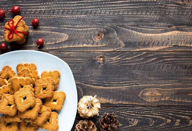 Fundo de biscoitos assados à mão de Natal