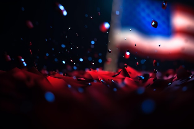 Fundo de bokeh de bandeira América minimalista de renderização 3D com símbolo minimalista Generative AI