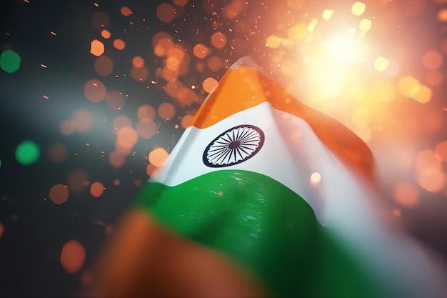 Fundo de bokeh de bandeira da Índia minimalista de renderização 3D com símbolo minimalista Generative AI