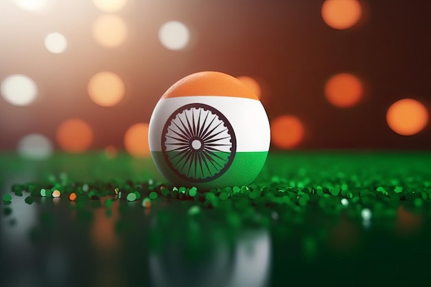 Fundo de bokeh de bandeira da Índia minimalista de renderização 3D com símbolo minimalista Generative AI