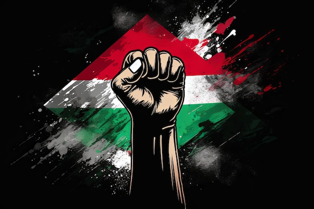 Foto fundo de bokeh de bandeira de palestina com símbolo islâmico de vitória generative ai