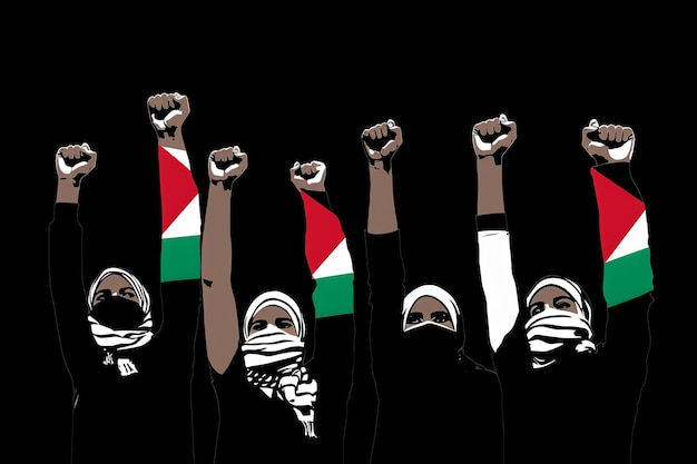 Fundo de bokeh de bandeira de Palestina com símbolo islâmico de vitória Generative AI