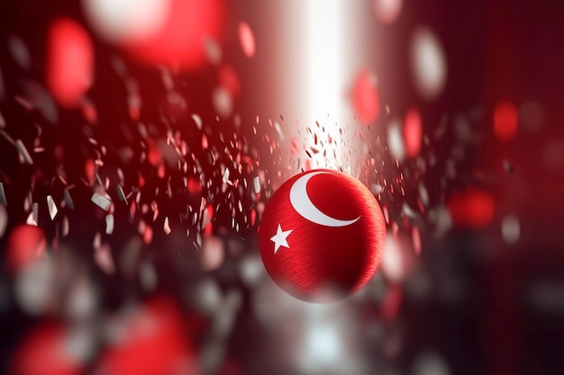 Fundo de bokeh de bandeira de Turquia minimalista vermelho e branco 3D Render com símbolo minimalista Generative AI