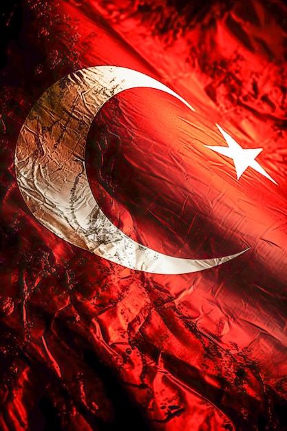 Fundo de bokeh de bandeira de Turquia minimalista vermelho e branco 3D Render com símbolo minimalista Generative AI