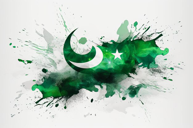 Fundo de bokeh de bandeira paquistanesa com símbolo islâmico de vitória Generative AI