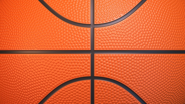 Fundo de bola de basquete feche a vista frontal da bola de basquete laranja com textura realista