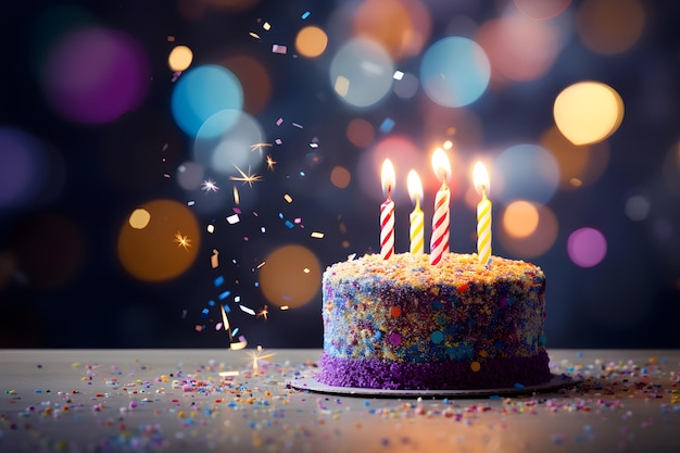 fundo de bolo de feliz aniversário gerado por IA