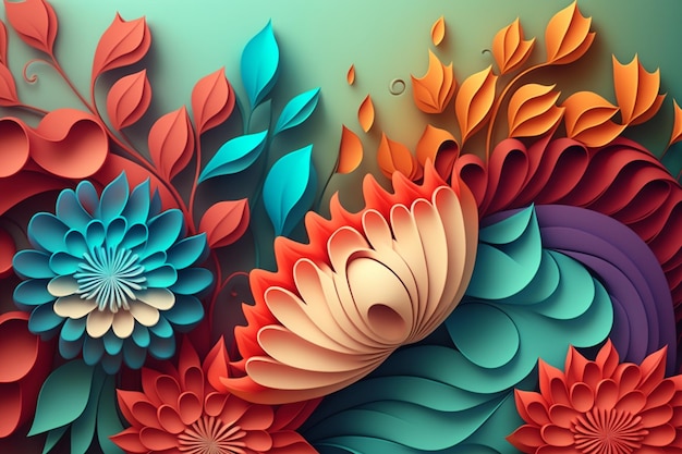 fundo de buquê colorido floral 3d generativo ai