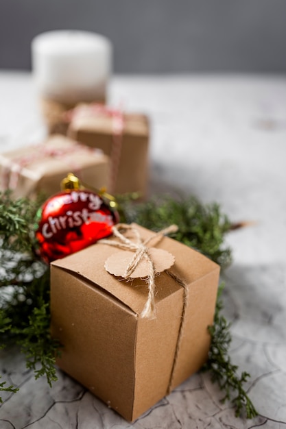 Fundo de caixas de presente de natal