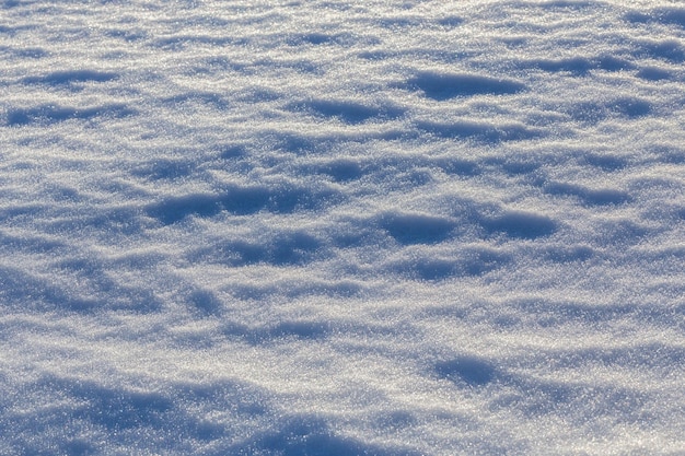 Fundo de campo de neve closeup com foco seletivo