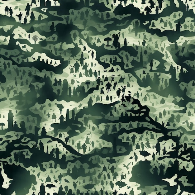 Foto fundo de camuflagem com pessoas e árvores ao fundo ia generativa