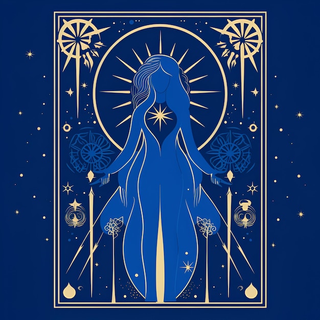 Fundo de carta de tarot azul mulher foto de alta qualidade