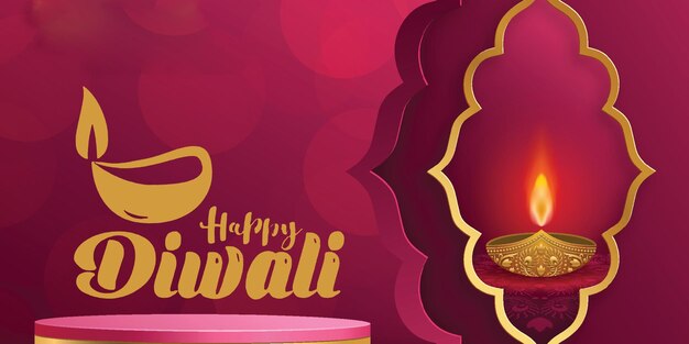 Fundo de cartão de lâmpadas de diwali do festival religioso indiano