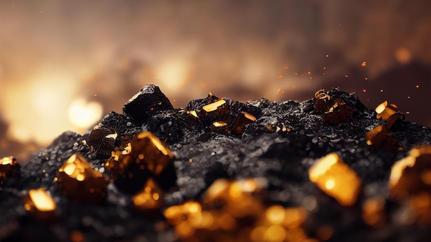 Fundo de carvão com ouro negro