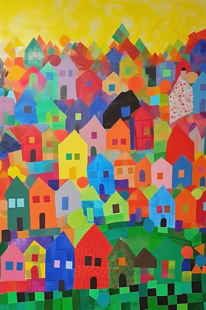 Fundo de casas coloridas de arte abstrata Ai gerado