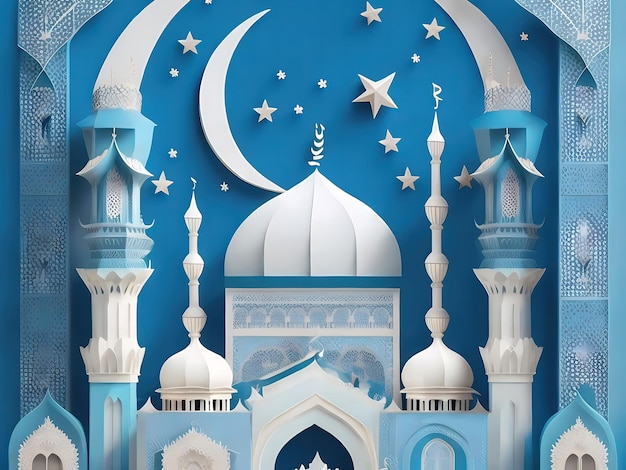 Fundo de celebração do ramadã de estilo de papel