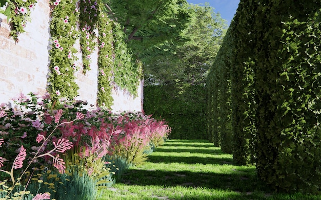 Fundo de cena de jardim encantado