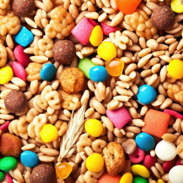 Fundo de cereais Alimentos de pequeno-almoço coloridos