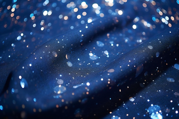 Fundo de cetim azul com bokeh brilhante e cintilante