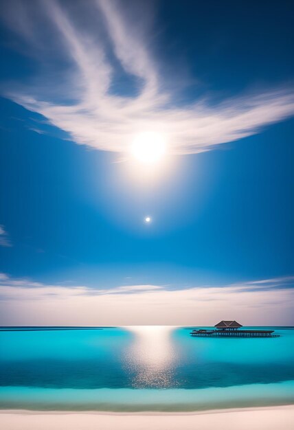 Foto fundo de céu azul e mar