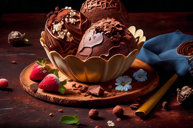 Fundo de chocolates Chocolate praliné Generative AIxA