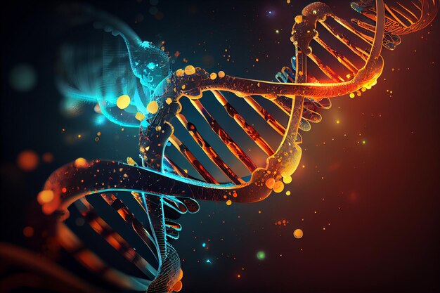 Fundo de ciência abstrata com fitas de DNA