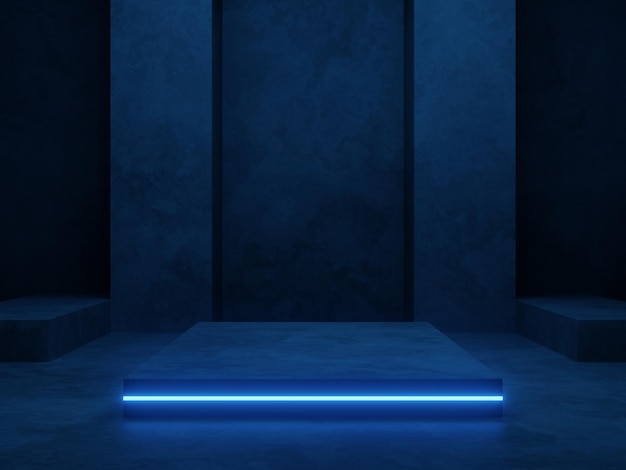 Fundo de cimento com luz neon azul