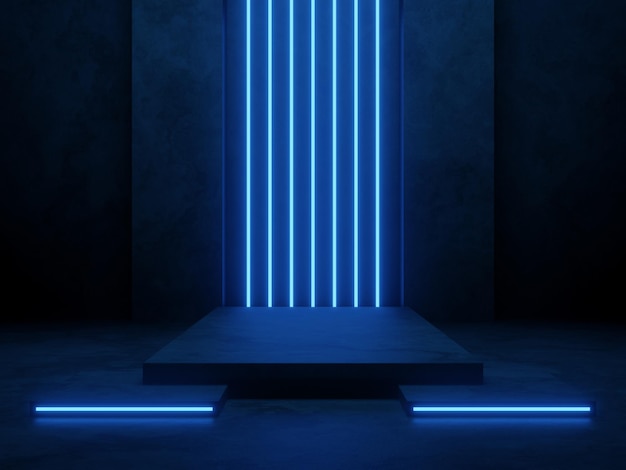 Fundo de cimento com luz neon azul