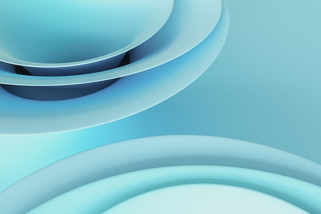 Fundo de círculos azuis abstratos criativos Conceito de design de página da Web 3D Rendering