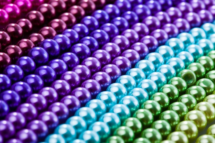 Foto fundo de close up de colar de miçangas azuis