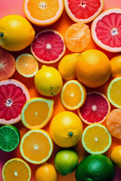 Fundo de composição de frutas frescas Ai generative