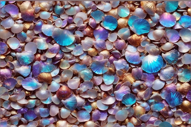 Foto fundo de concha de pérola holográfica fundo de concha de pérola iridescente fundo de pérola iridescente papel de parede de pérola ai generativo