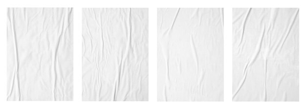 Foto fundo de conjunto de textura de cartaz de papel amassado e amassado branco