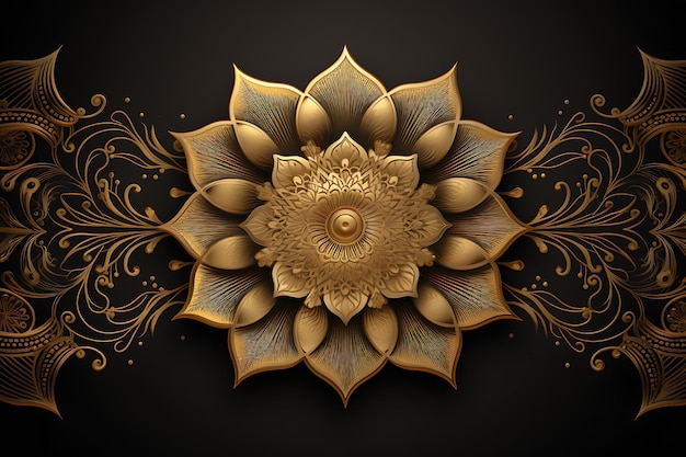 Fundo de convite abstrato com design decorativo de mandala de ouro