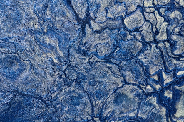 Fundo de cor azul abstrato Arte fluida multicolorida Ondas espirra e borra tintas de tinta de álcool acrílico sob a água