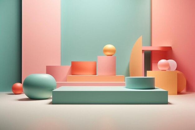 Fundo de cor pastel de pódio geométrico mínimo para apresentação de produto ilustração de renderização 3d