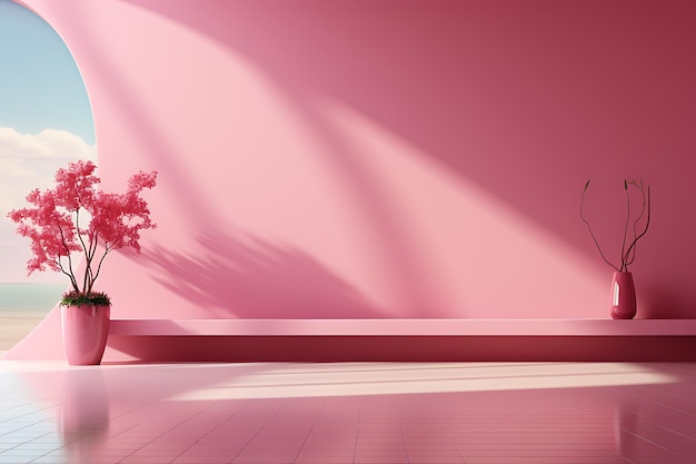 Fundo de cor rosa Gradação de cor Papel de parede rosa Renderização 3D