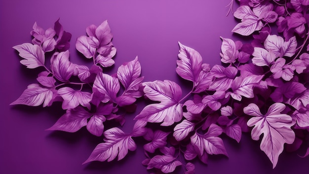 Fundo de cor roxa abstrata com papel de parede de design de folhas de cor roxa