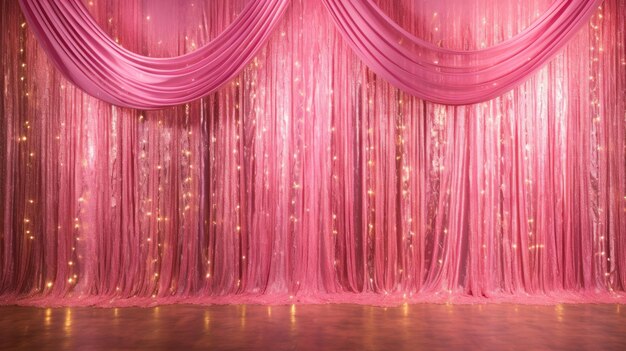 Fundo de cortina brilhante rosa para feriado e cerimônia Fundo AI infantil e feminino