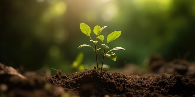 Fundo de crescimento de plantas de árvores jovens Dia Mundial do Meio Ambiente e Dia da Terra Generative Ai