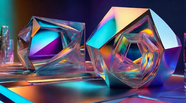 fundo de cristal arco colorido de aparência holográfica