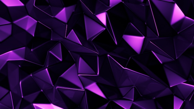 Fundo de cristal roxo com triângulos. Renderização em 3d.