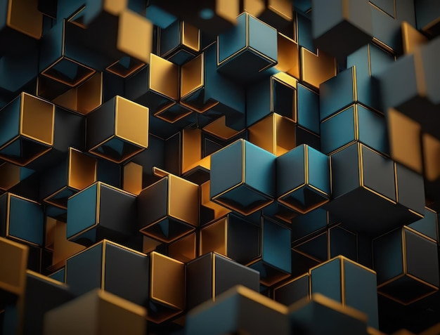 Fundo de cubos futuristas 3D Mosaico geométrico abstrato Padrão de ladrilhos quadrados criado com tecnologia Generative AI