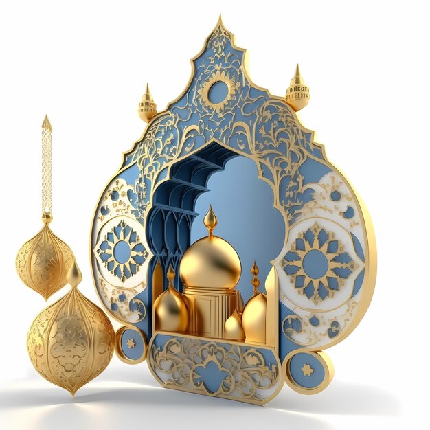 Fundo de decoração do Ramadã, renderização em 3D