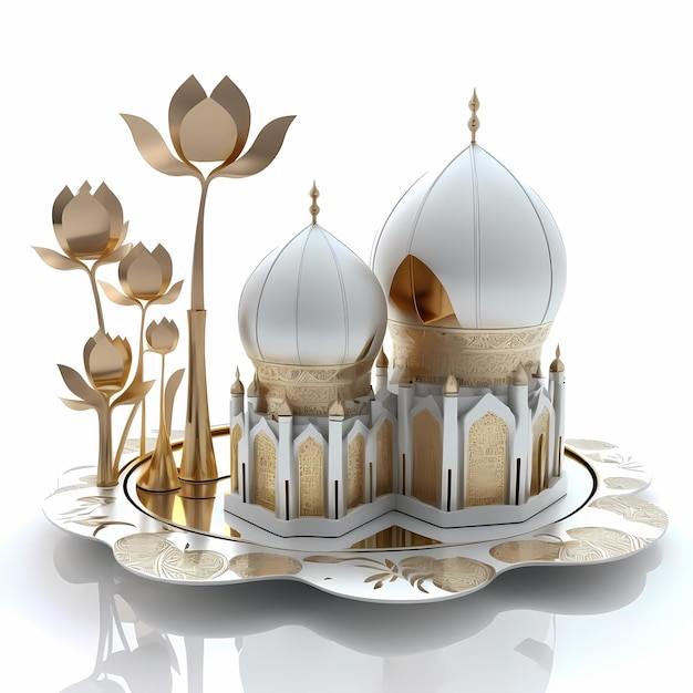 Fundo de decoração do Ramadã, renderização em 3D