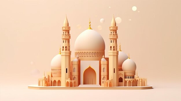 fundo de decoração islâmica 3D com espaço