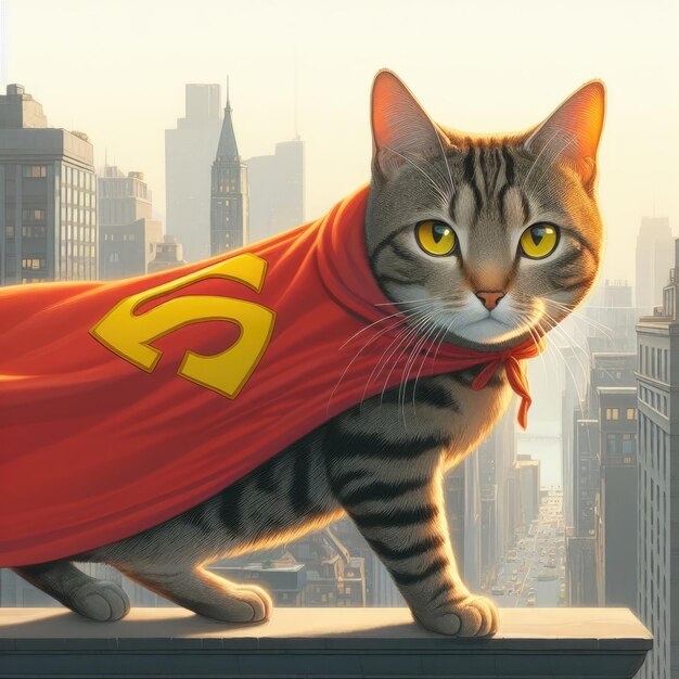 Foto fundo de desenho animado de super-herói gato