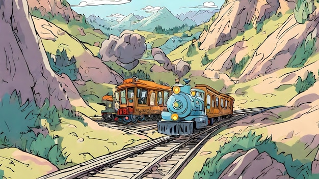 Fundo de desenho animado de trem muito legal