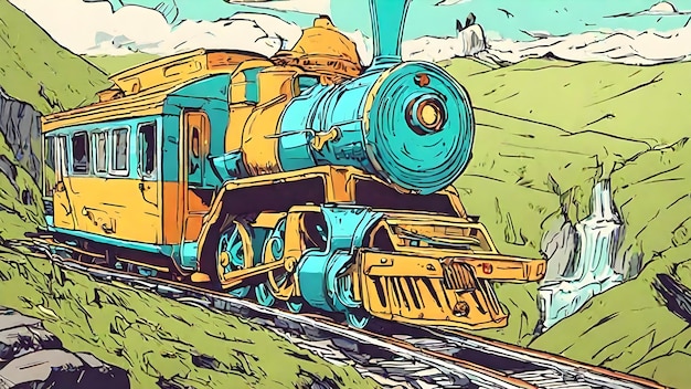 Fundo de desenho animado de trem muito legal